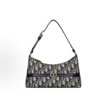 DIOR 30 Montaigne adjustable shoulder strap zipper open and close dumpling bag, handbag, single-shoulder bag, mini women\'s blue